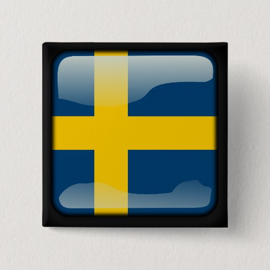 Zweedse gepolijst vlag vierkante button 5,1 cm (Voorkant)
