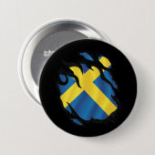 Zweedse Gescheurde Vlag Ronde Button 7,6 Cm (Voorkant /achterkant)