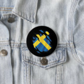 Zweedse Gescheurde Vlag Ronde Button 7,6 Cm (In situ)