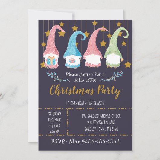 Zweedse Gnomen Corporate Kerstparty Kaart (Voorkant)