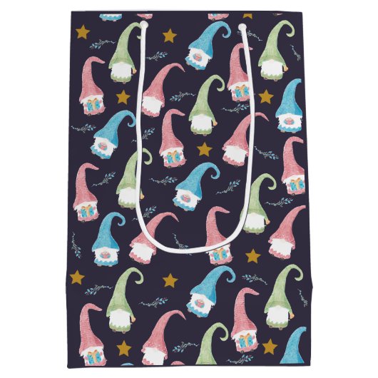 Zweedse Gnomen Pattern Gift Bag Medium Cadeauzakje (Achterkant)