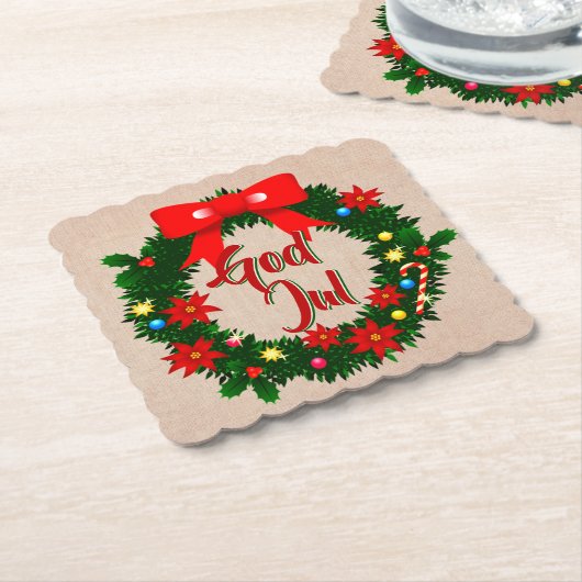 Zweedse god jul-dalbana kartonnen onderzetters (Gebogen)