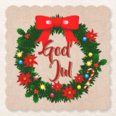 Zweedse god jul-dalbana kartonnen onderzetters (Voorkant)