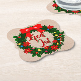 Zweedse god jul-dalbana kartonnen onderzetters