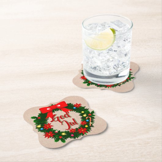 Zweedse god jul-dalbana kartonnen onderzetters (Insitu)