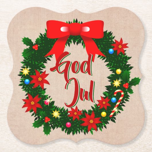 Zweedse god jul-dalbana kartonnen onderzetters (Voorkant)