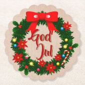 Zweedse god jul-dalbana kartonnen onderzetters (Voorkant)