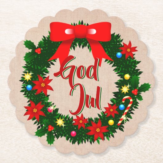 Zweedse god jul-dalbana kartonnen onderzetters (Voorkant)