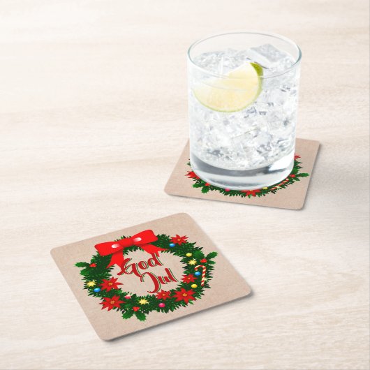 Zweedse god jul-dalbana kartonnen onderzetters (Insitu)