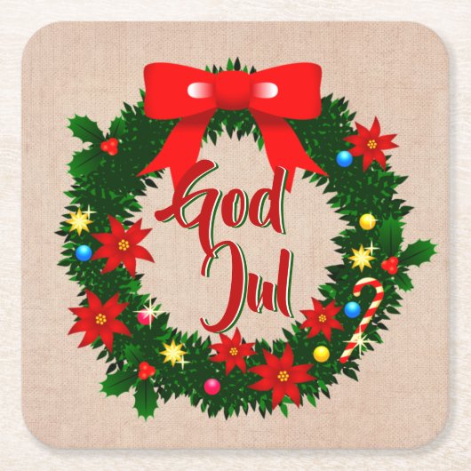 Zweedse god jul-dalbana kartonnen onderzetters (Voorkant)