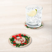 Zweedse god jul-dalbana ronde kartonnen onderzetter (Insitu)