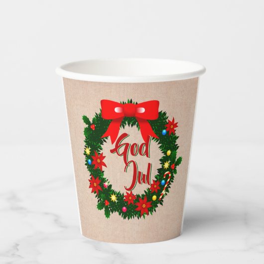 Zweedse God jul Merry Kerstmis Papieren Bekers (Voorkant)