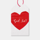 Zweedse God jul! Rode Hart Gepersonaliseerde Gift  Cadeaulabel (Voorkant)