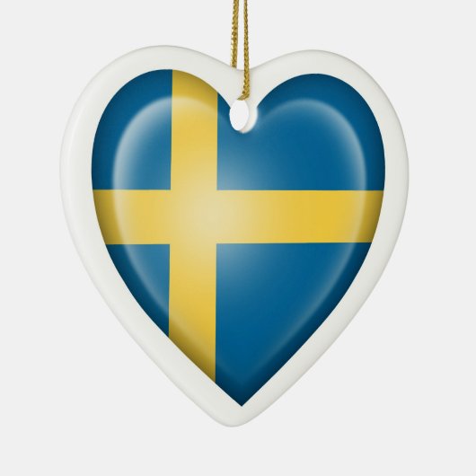 Zweedse hartvlag op wit keramisch ornament (Rechts)