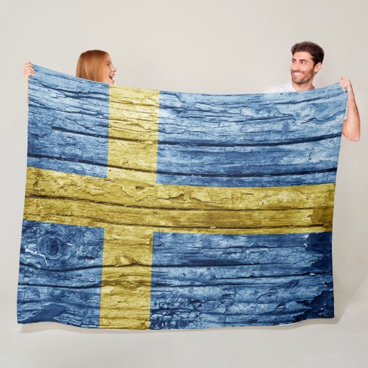 Zweedse houten vlag fleece deken (In situ)