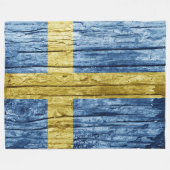 Zweedse houten vlag fleece deken (Voorkant (Horizontaal))