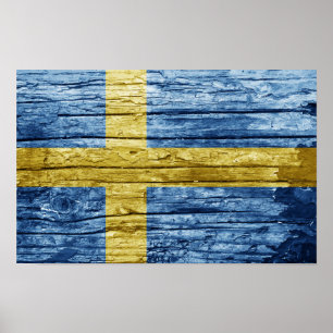 Zweedse houten vlag poster