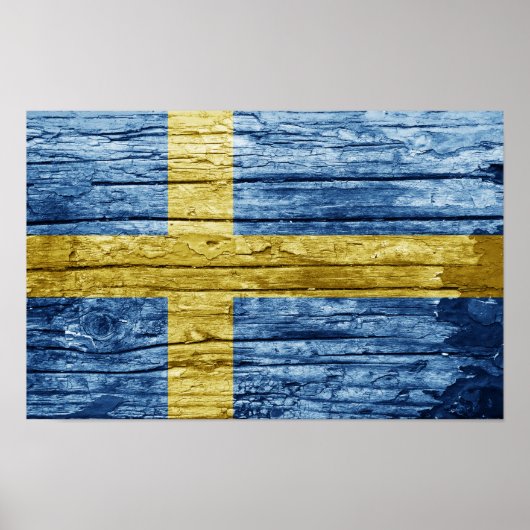 Zweedse houten vlag poster (Voorkant)