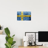 Zweedse houten vlag poster (Thuiskantoor)
