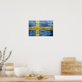 Zweedse houten vlag poster (Keuken)