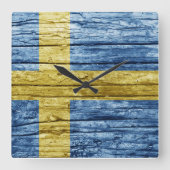 Zweedse houten vlag vierkante klok (Voorkant)