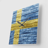 Zweedse houten vlag vierkante klok (Hoek)