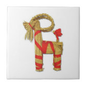 Zweedse jubock-kerstrietgeit tegeltje (Voorkant)