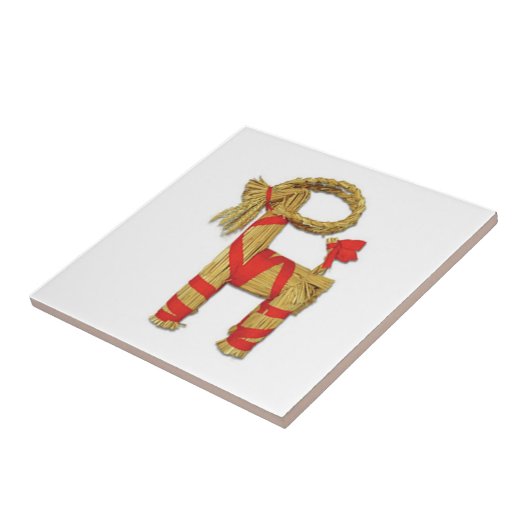 Zweedse jubock-kerstrietgeit tegeltje (Zijkant)