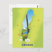 Zweedse kaart illustreerde reisposter. (Voorkant / Achterkant)
