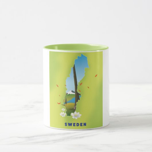 Zweedse kaart illustreerde reisposter. mok (Midden)