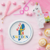 Zweedse Kaart Vlag en God jul Papieren Bordje (Feest)