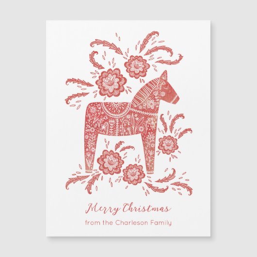 Zweedse Kaart voor kerstmis in Dala Horse (Voorkant)