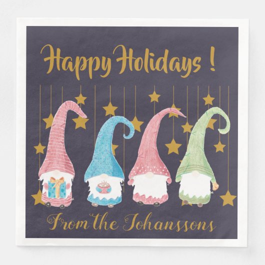 Zweedse kabouters Vakantiefeestje papieren servett Servet (Voorkant)