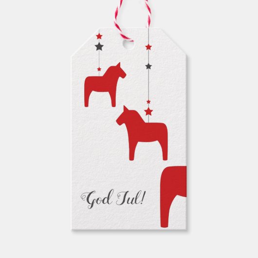 Zweedse kerst dala paard gepersonaliseerd cadeaulabel (Voorkant)
