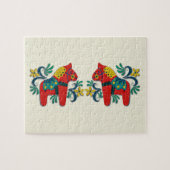 Zweedse kerstdala Horse Scandinavian Twins Legpuzzel (Horizontaal)