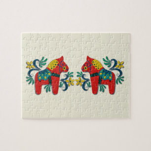 Zweedse kerstdala Horse Scandinavian Twins Legpuzzel