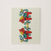 Zweedse kerstdala Horse Scandinavian Twins Legpuzzel (Verticaal)