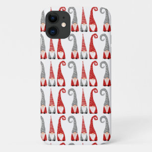 Zweedse Kerstkabouters Rood Wit Grijs Patroon Case-Mate iPhone Case
