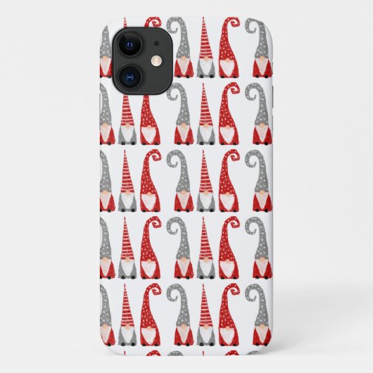 Zweedse Kerstkabouters Rood Wit Grijs Patroon Case-Mate iPhone Case (Achterkant)