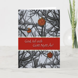 Zweedse Kerstmis, Ornamenten in sneeuw Feestdagen Kaart