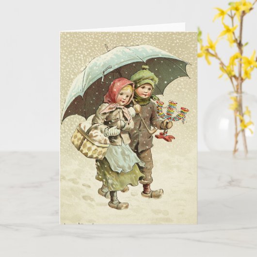 Zweedse kerstscène - Jenny Nystrom Kaart (Gele Bloem)