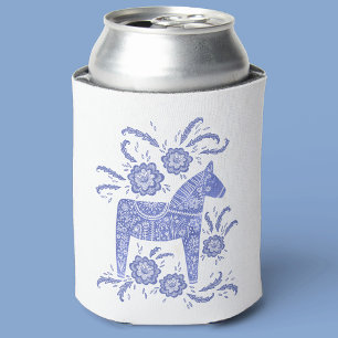 Zweedse Koelbox Dala Horse Blue en White Blikjeskoeler