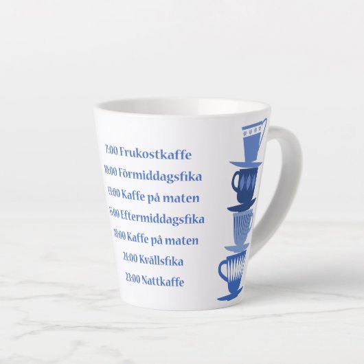 Zweedse koffielijst - Latte Mok - blauw (Rechterhoek)