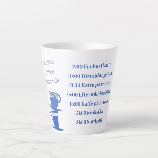 Zweedse koffielijst - Latte Mok - blauw (Voorkant)