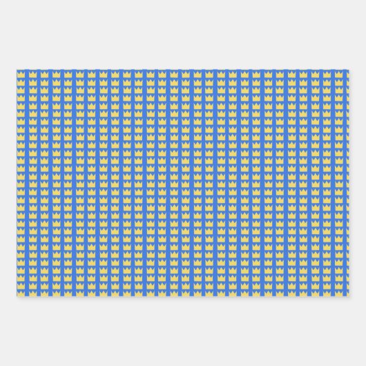 Zweedse kronen in blauw en geel inpakpapier vel (Voorkant)