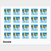 Zweedse Kunstschaatsduo Silhouet Vierkante Sticker (Vel)