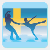 Zweedse Kunstschaatsduo Silhouet Vierkante Sticker (Voorkant)