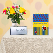 Zweedse ladybug blauw gele add naam verjaardagskaa