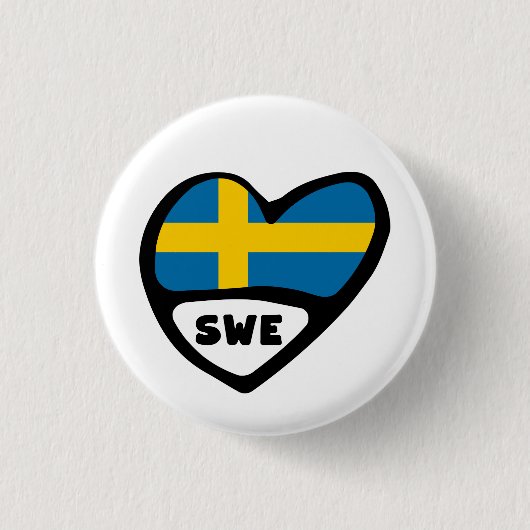 Zweedse landcode Vlag hoofdspeldenbadge, SWE Ronde Button 3,2 Cm (Voorkant)