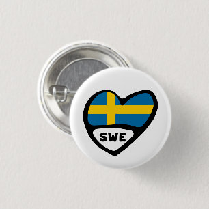 Zweedse landcode Vlag hoofdspeldenbadge, SWE Ronde Button 3,2 Cm
